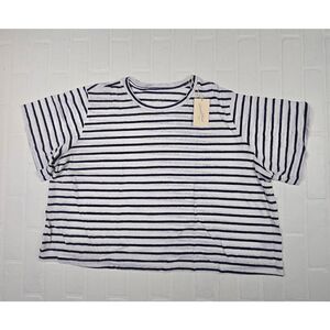 Universal Thread  Striped Linen Blend Boxy Top 4X